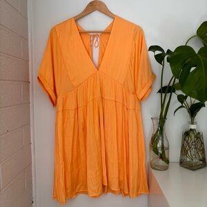 Orange V-Neck Dress